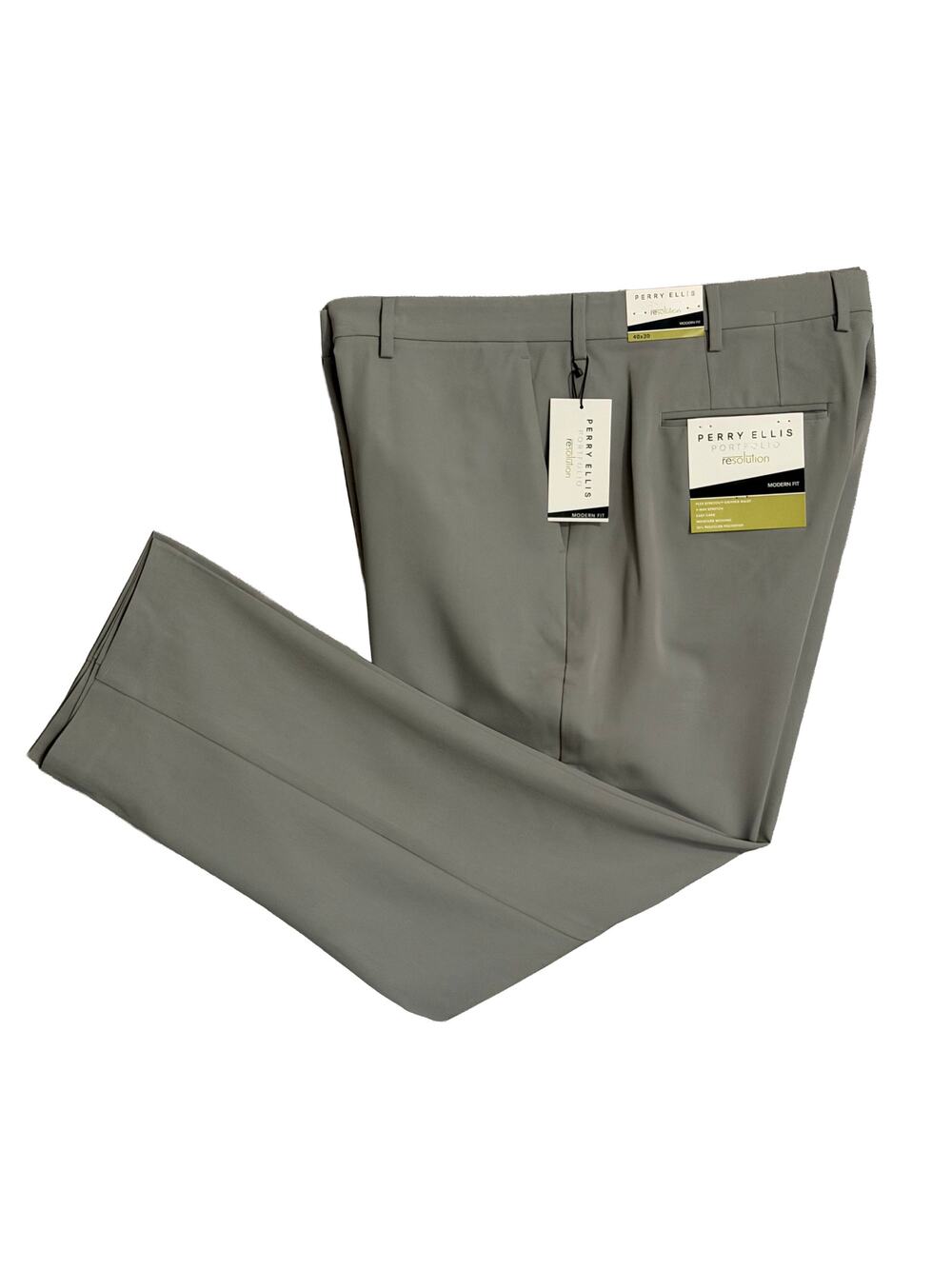 Perry Ellis Portfolio Pants Men's 40x30 Modern Fit Dress Pant Chiseled Stone NEW